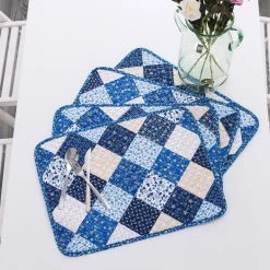 Olivia 19 in. x 13 in. Blue Quilted Microfiber Placemat (Set of 6) by COUNTRY LIVING -Table Linens Shop blues country living placemats cl624bl20 c3 1000