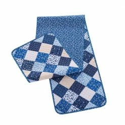 Olivia 14 in. W x 72 in. L Blue Quilted Microfiber Table Runner by COUNTRY LIVING