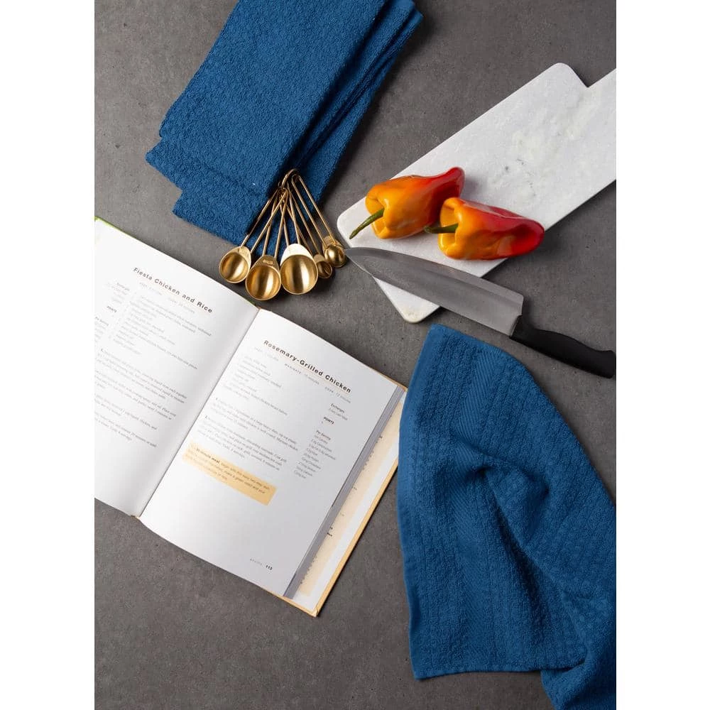 Blue Terry Solid Waffle Dish Towels (Set of 4) by DII 5 Blue Terry Solid Waffle Dish Towels (Set of 4) by DII - Image 3