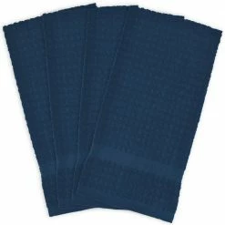 Blue Terry Solid Waffle Dish Towels (Set of 4) by DII
