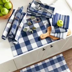 Farmhouse Living Homestead Stripe 20 in. x 20 in. Blue/White Napkins (4-Pack) by Elrene 8 Farmhouse Living Homestead Stripe 20 in. x 20 in. Blue/White Napkins (4-Pack) by Elrene -Table Linens Shop blues elrene cloth napkins napkin rings 95164buw 4f 1000