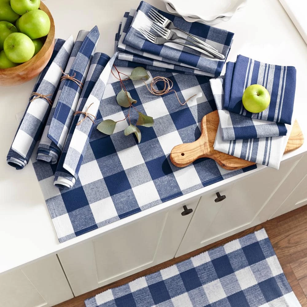 Farmhouse Living Homestead Stripe 20 in. x 20 in. Blue/White Napkins (4-Pack) by Elrene 5 Farmhouse Living Homestead Stripe 20 in. x 20 in. Blue/White Napkins (4-Pack) by Elrene - Image 3