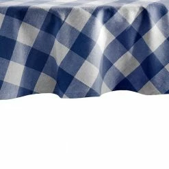 Farmhouse Living 70 in. x 70 in. Round Blue/White Buffalo Check Tablecloth by Elrene