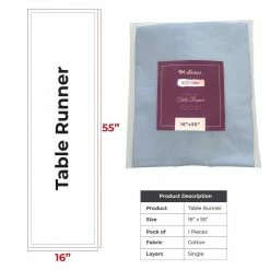 Silkmax 16 in. W x 55 in. L Dyed Light 100% Pure Cotton Premium Quality Table Runner with Washable Panama Weave Pattern by Fab Glass and Mirror 21 Silkmax 16 in. W x 55 in. L Dyed Light 100% Pure Cotton Premium Quality Table Runner with Washable Panama Weave Pattern by Fab Glass and Mirror -Table Linens Shop blues fab glass and mirror table runners tr dysl fa 1000