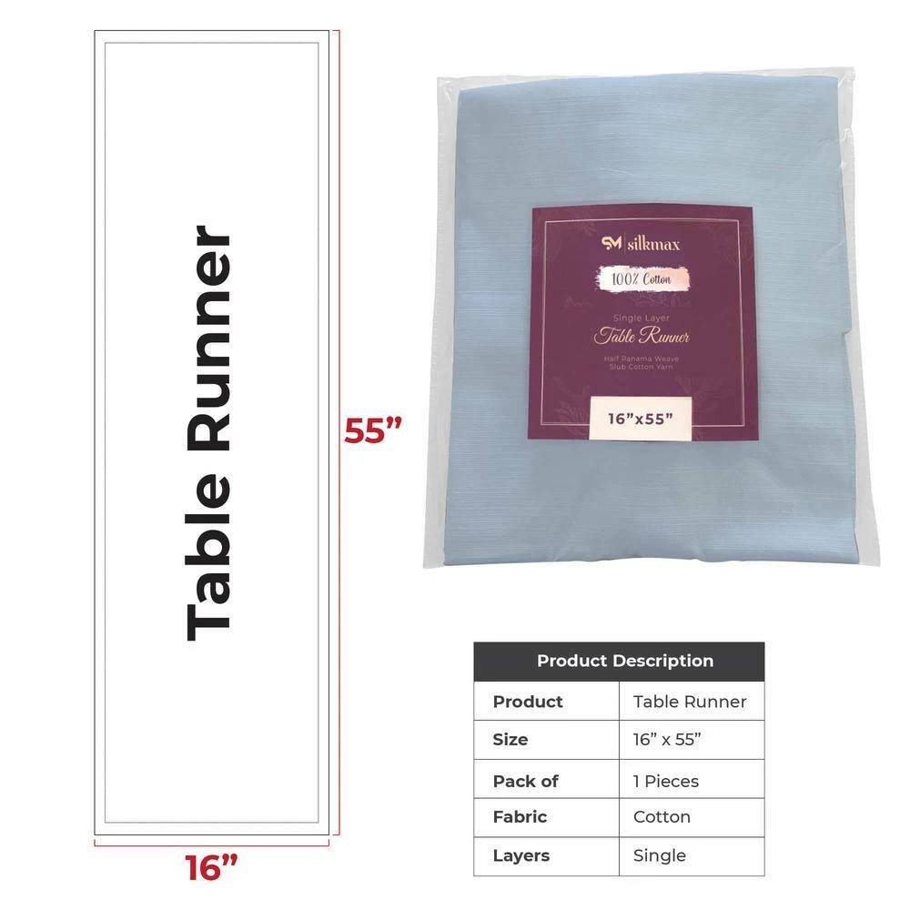 Silkmax 16 in. W x 55 in. L Dyed Light 100% Pure Cotton Premium Quality Table Runner with Washable Panama Weave Pattern by Fab Glass and Mirror 11 Silkmax 16 in. W x 55 in. L Dyed Light 100% Pure Cotton Premium Quality Table Runner with Washable Panama Weave Pattern by Fab Glass and Mirror - Image 9