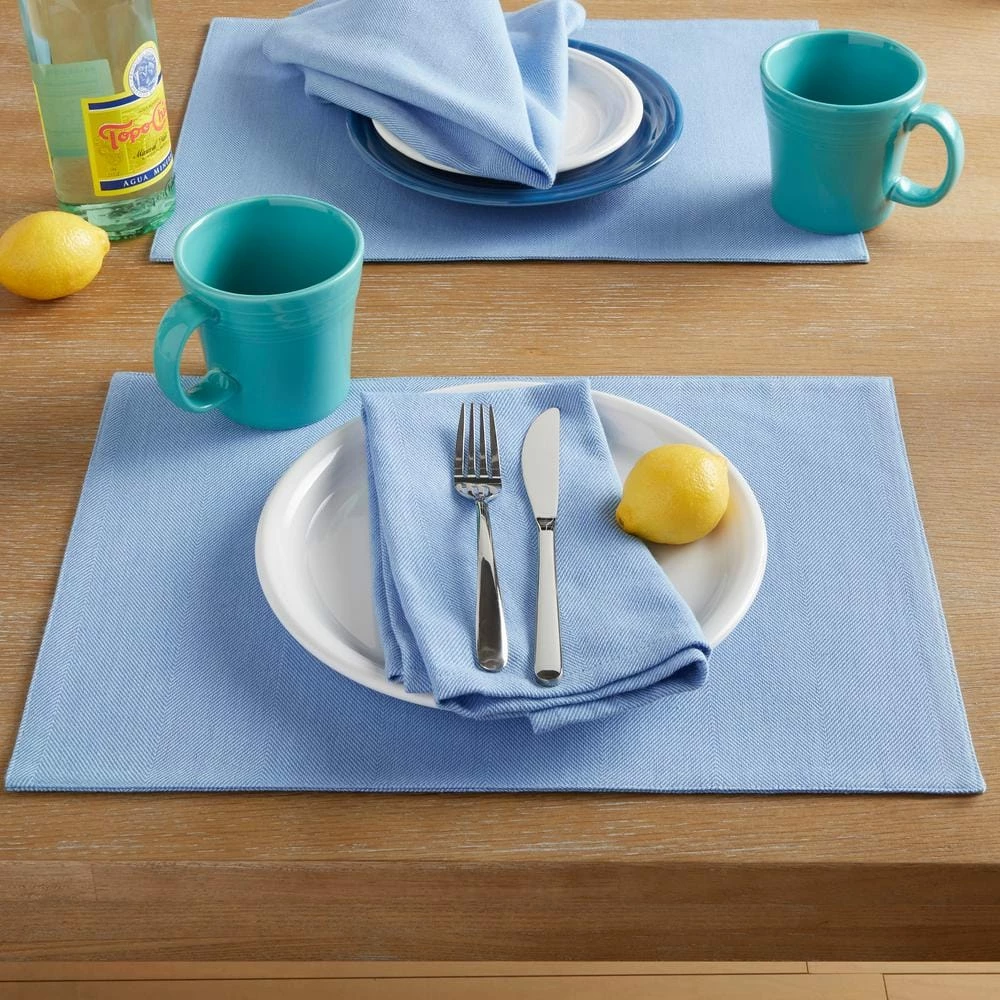 Margarita 13 in. W x 18 in. H Lapis Blue Cotton Reversible Placemat (Set of 4) by Fiesta 4 Margarita 13 in. W x 18 in. H Lapis Blue Cotton Reversible Placemat (Set of 4) by Fiesta - Image 2