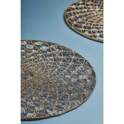 15 in. Sahara Beaded Placemats (Set of 2) by GAURI KOHLI -Table Linens Shop blues gauri kohli placemats gk71001 4f 1000