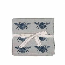 Amelia 16 in. W x 1 in. L Dark Blue Animal Print Cotton Table Runner Navy Blue Bumble Bee Napkins (Set of 8) by HomeRoots