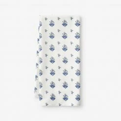 Victorian Floral Blue Cotton Kitchen Towel by The Company Store
