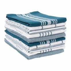 Soho Kitchen Dish TowelSet of 10, 18 x 28 Inch Tea Towels, Soft and Absorbent MixedSet of Flat Towels, Teal by KAF HOME