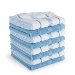 Albany Blue Velvet Striped Cotton Dishcloth Set (8-Pack) by KitchenAid