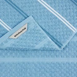 Stripe Gingham Blue Velvet Cotton Kitchen Towel (Set of 3) by KitchenAid -Table Linens Shop blues kitchenaid kitchen towels st015488tdka 68bl 1f 1000