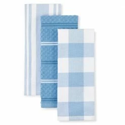 Stripe Gingham Blue Velvet Cotton Kitchen Towel (Set of 3) by KitchenAid