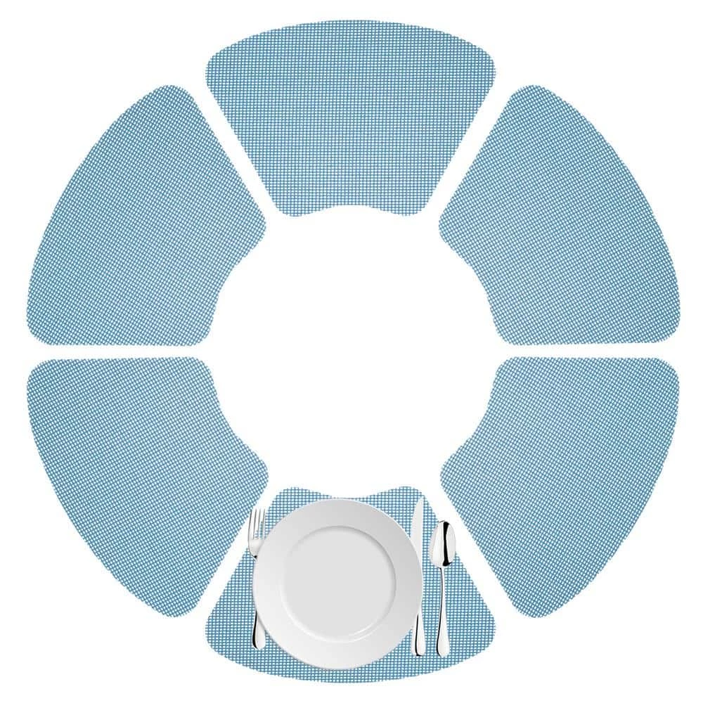 Fishnet 19 in. x 13 in. Niagara Blue PVC Covered Jute Wedge Placemat (Set of 6) by Kraftware 4 Fishnet 19 in. x 13 in. Niagara Blue PVC Covered Jute Wedge Placemat (Set of 6) by Kraftware - Image 2