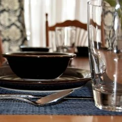 EveryTable 18 in. x 12 in. Dusk Blue Woven PVC Placemat (Set of 6) by Kraftware -Table Linens Shop blues kraftware placemats 43947 4f 1000