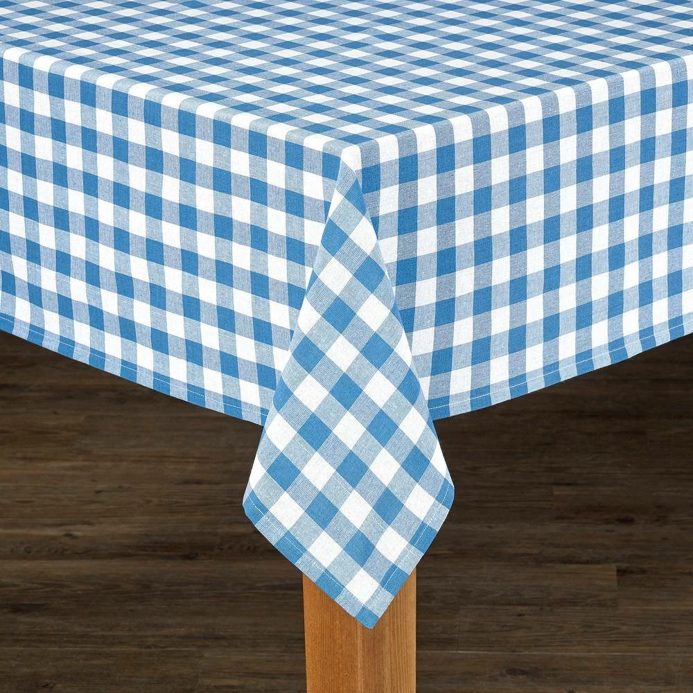 Buffalo Check 70 in. Round Navy 100% Cotton Table Cloth for Any Table by Lintex 4 Buffalo Check 70 in. Round Navy 100% Cotton Table Cloth for Any Table by Lintex - Image 2