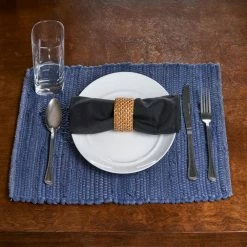 Coast Solid 19 in. x 13 in. Deep Blue Cotton Placemats (Set of 4) by LR Home -Table Linens Shop blues lr home placemats speci05223twb1117 4f 1000