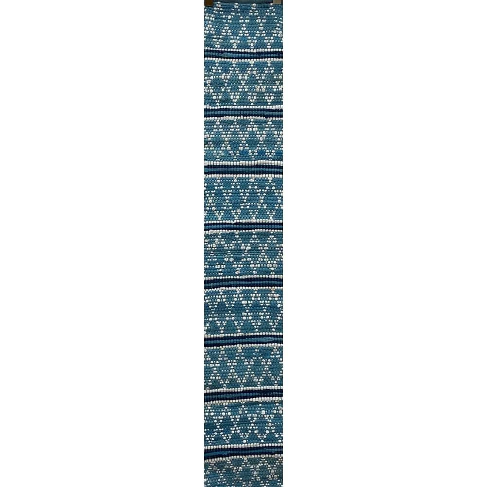 Skade 14 in.W x 72 in. D Blue and White Geometric Reversible Cotton Table Runner by LR Home 3 Skade 14 in.W x 72 in. D Blue and White Geometric Reversible Cotton Table Runner by LR Home