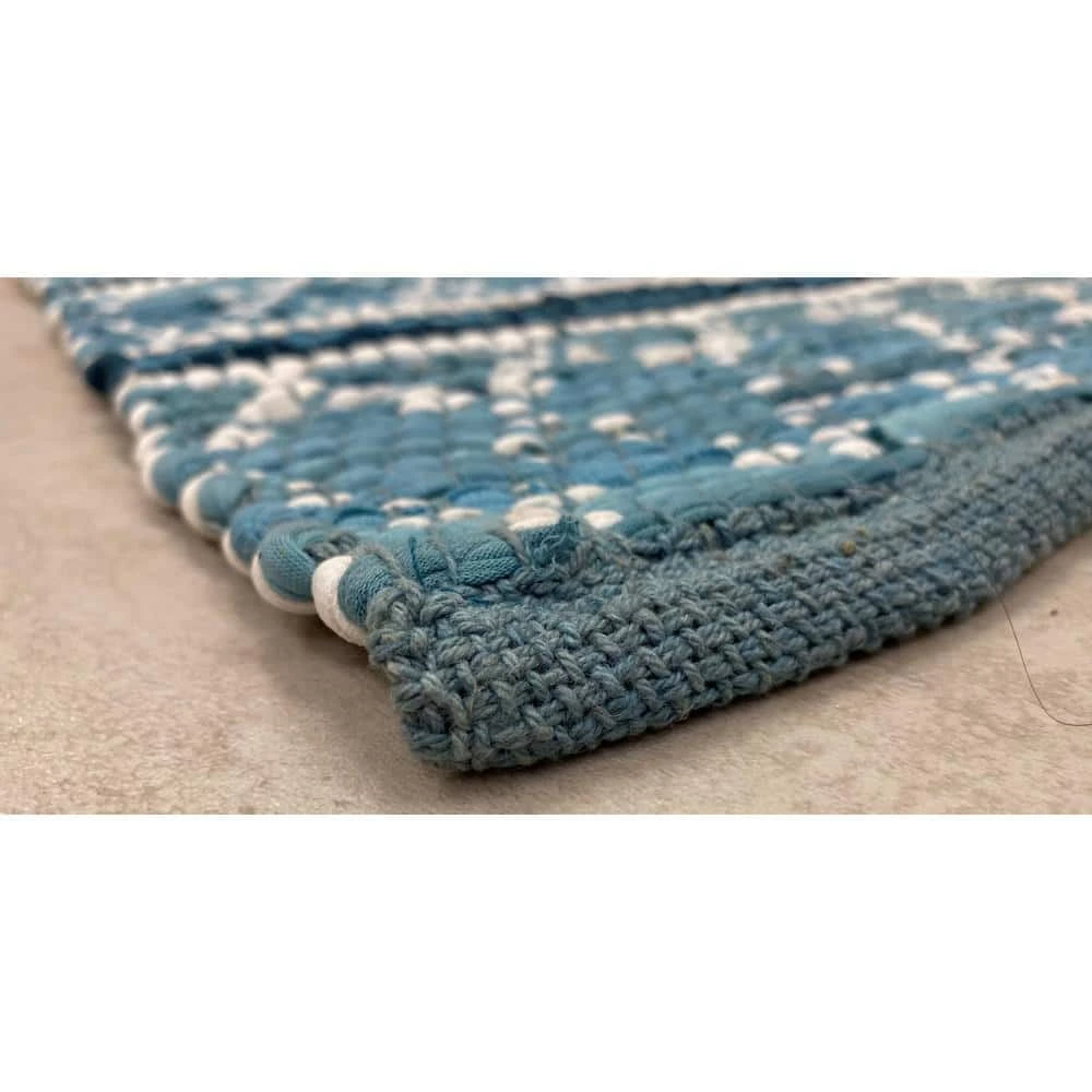 Skade 14 in.W x 72 in. D Blue and White Geometric Reversible Cotton Table Runner by LR Home 5 Skade 14 in.W x 72 in. D Blue and White Geometric Reversible Cotton Table Runner by LR Home - Image 3