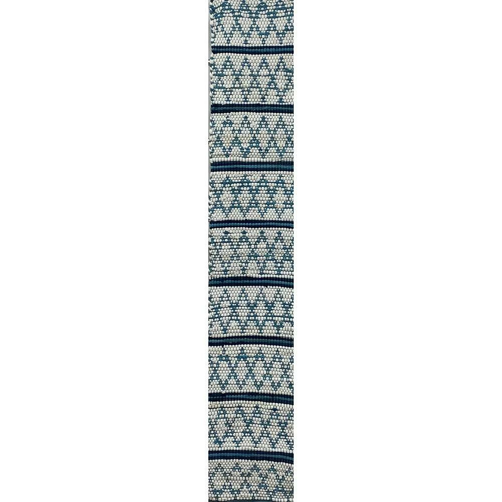Skade 14 in.W x 72 in. D Blue and White Geometric Reversible Cotton Table Runner by LR Home 6 Skade 14 in.W x 72 in. D Blue and White Geometric Reversible Cotton Table Runner by LR Home - Image 4