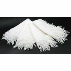 Charm Lace 20 in. x 20 in. Pastel Blue Floral Trim Napkins (Set of 4) by Manor Luxe