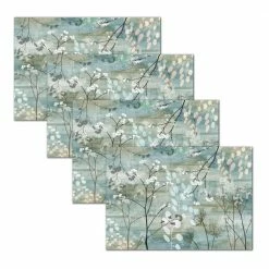 MHF Home Blue Floral 18 in. W x 13 in. L Polypropylene Placemat Set (4-Pack) by Morgan Home -Table Linens Shop blues morgan home placemats c3 1000