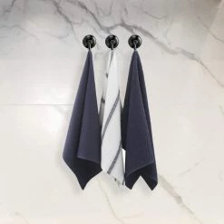 Cotton Classics 100% Cotton Navy/White Stripe Kitchen Towel (Set of 3) by Nautica