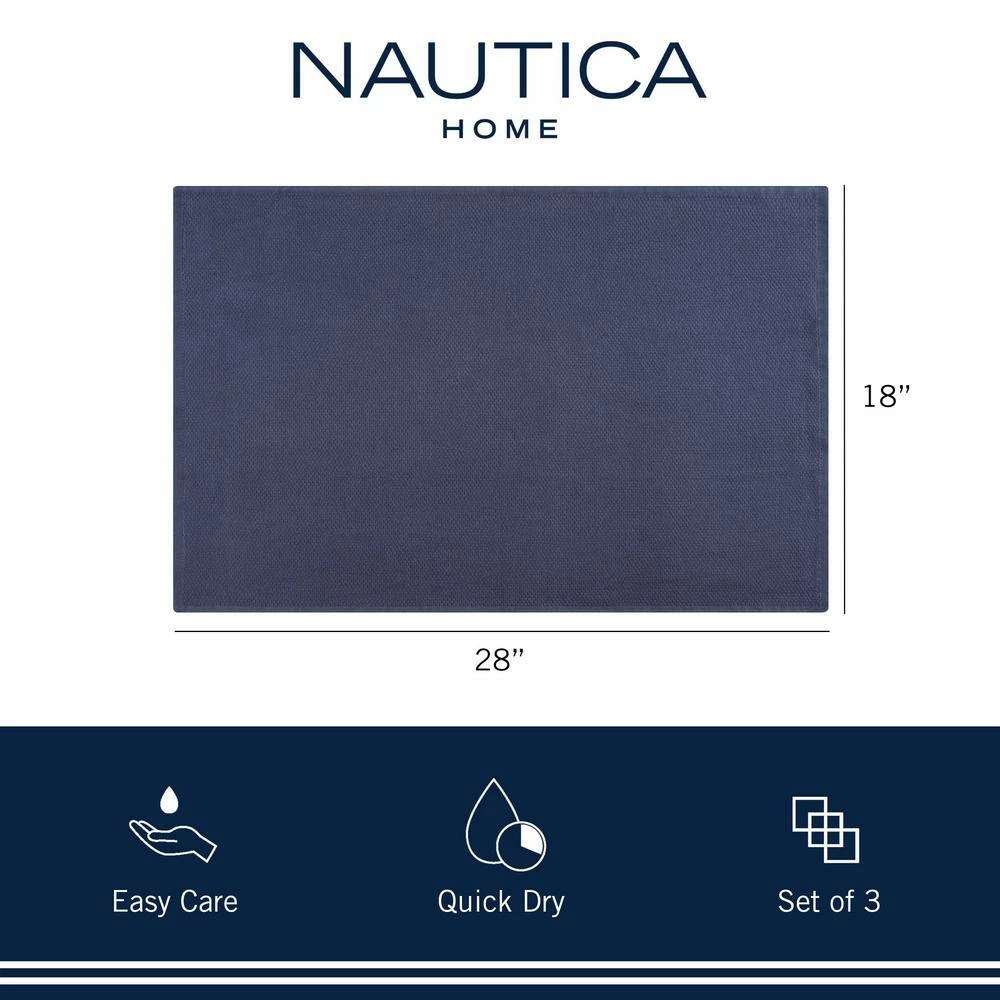 Cotton Classics 100% Cotton Navy/Heathered Stripe Kitchen Towel (Set of 3) by Nautica 4 Cotton Classics 100% Cotton Navy/Heathered Stripe Kitchen Towel (Set of 3) by Nautica - Image 2