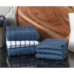 Terry Plaid Cotton Kitchen Towel and Dish Cloth Federal Blue Set of 3-Towels and 3-Dish Cloths by RITZ -Table Linens Shop blues ritz kitchen towels 95524a 1f 1000