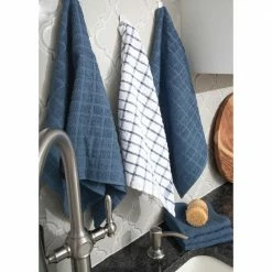 Terry Plaid Cotton Kitchen Towel and Dish Cloth Federal Blue Set of 3-Towels and 3-Dish Cloths by RITZ -Table Linens Shop blues ritz kitchen towels 95524a 4f 1000
