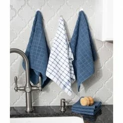 Terry Plaid Cotton Kitchen Towel and Dish Cloth Federal Blue Set of 3-Towels and 3-Dish Cloths by RITZ -Table Linens Shop blues ritz kitchen towels 95524a c3 1000