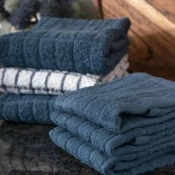 Terry Plaid Cotton Kitchen Towel and Dish Cloth Federal Blue Set of 3-Towels and 3-Dish Cloths by RITZ -Table Linens Shop blues ritz kitchen towels 95524a fa 1000