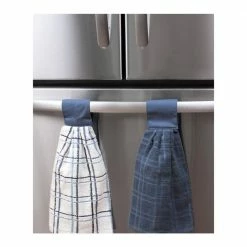 Federal Blue Solid and Multi Check Cotton Tie Towel (Set of 2) by RITZ 9 Federal Blue Solid and Multi Check Cotton Tie Towel (Set of 2) by RITZ -Table Linens Shop blues ritz kitchen towels 96024 1f 1000