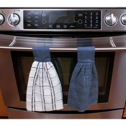 Federal Blue Solid and Multi Check Cotton Tie Towel (Set of 2) by RITZ 8 Federal Blue Solid and Multi Check Cotton Tie Towel (Set of 2) by RITZ -Table Linens Shop blues ritz kitchen towels 96024 4f 1000