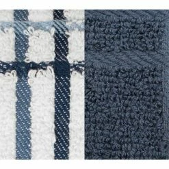 Federal Blue Solid and Multi Check Cotton Tie Towel (Set of 2) by RITZ 7 Federal Blue Solid and Multi Check Cotton Tie Towel (Set of 2) by RITZ -Table Linens Shop blues ritz kitchen towels 96024 c3 1000