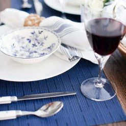 19 in. x 13 in. Grass Cloth Blue Reversible PVC and Polyester Woven Indoor Outdoor Placemats (Set of 12) by RITZ -Table Linens Shop blues ritz placemats 71411 31 1000