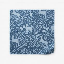 Holiday Deer 20 in. x 20 in. Blue Cotton Napkins (Set of 4) by The Company Store -Table Linens Shop blues the company store cloth napkins napkin rings 83202d os blue 1d 1000