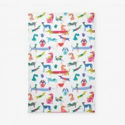 Company Cotton Novelty Dogs Blues Animal Print Cotton Tea Towel by The Company Store -Table Linens Shop blues the company store kitchen towels 80039b 30x20 blue 40 1000