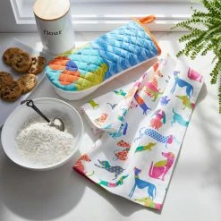 Company Cotton Novelty Dogs Blues Animal Print Cotton Tea Towel by The Company Store -Table Linens Shop blues the company store kitchen towels 80039b 30x20 blue 4f 1000