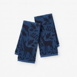 Holiday Deer Blue Cotton Kitchen Towel by The Company Store