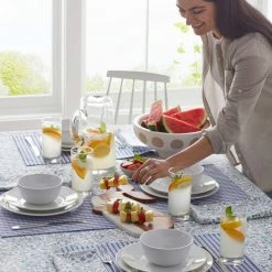 Gingham and Stripe Yarn-Dyed Blue Cotton Placemats (Set of 4) by The Company Store -Table Linens Shop blues the company store placemats 80037c os blue e1 1000
