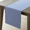 Gingham and Stripe Yarn-Dyed Reversible 16 in. x 108 in. Blue Striped Cotton Table Runner by The Company Store -Table Linens Shop blues the company store table runners 80037b 16x108 blue 64 1000