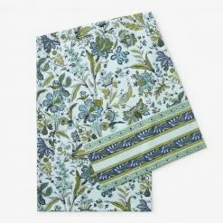 Autumn Garden Jacobean 16 in. W x 108 in. L Blue Floral Cotton Table Runner by The Company Store -Table Linens Shop blues the company store table runners 83205b 16x108 blue 40 1000