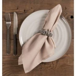 Chateau Easy-Care Cloth Dinner Napkins,Set of 12 Oversized, 20 x 20 in., Linen by KAF HOME -Table Linens Shop browns tans cloth napkins napkin rings poly np 2020 s12 ln 4f 1000