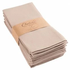 Chateau Easy-Care Cloth Dinner Napkins,Set of 12 Oversized, 20 x 20 in., Linen by KAF HOME