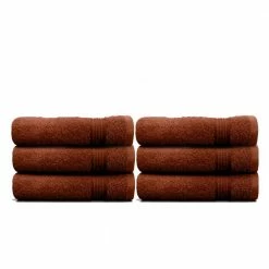 6-Piece Brown Geometric 100% Cotton Hand Towel Set by Context