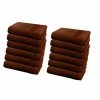 12-Piece Brown Geometric 100% Cotton washcloth Towel Set by CONTEXT