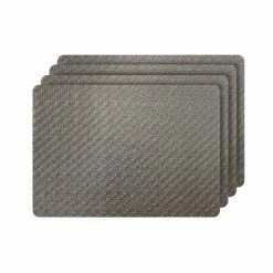 Cambria Bronze Metallic Faux Leather Rectangular Placemats (Set of 4) by Dainty Home