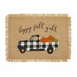 13 in. x 19 in. Happy Fall Y'all Farmhouse Burlap Placemat (Set of 4) by Elrene -Table Linens Shop browns tans elrene placemats 100596plcx013x019nat 4f 1000