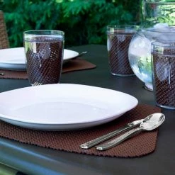 Fishnet 19 in. x 13 in. Chocolate PVC Covered Jute Wedge Placemat (Set of 6) by Kraftware -Table Linens Shop browns tans kraftware placemats 32549 31 1000